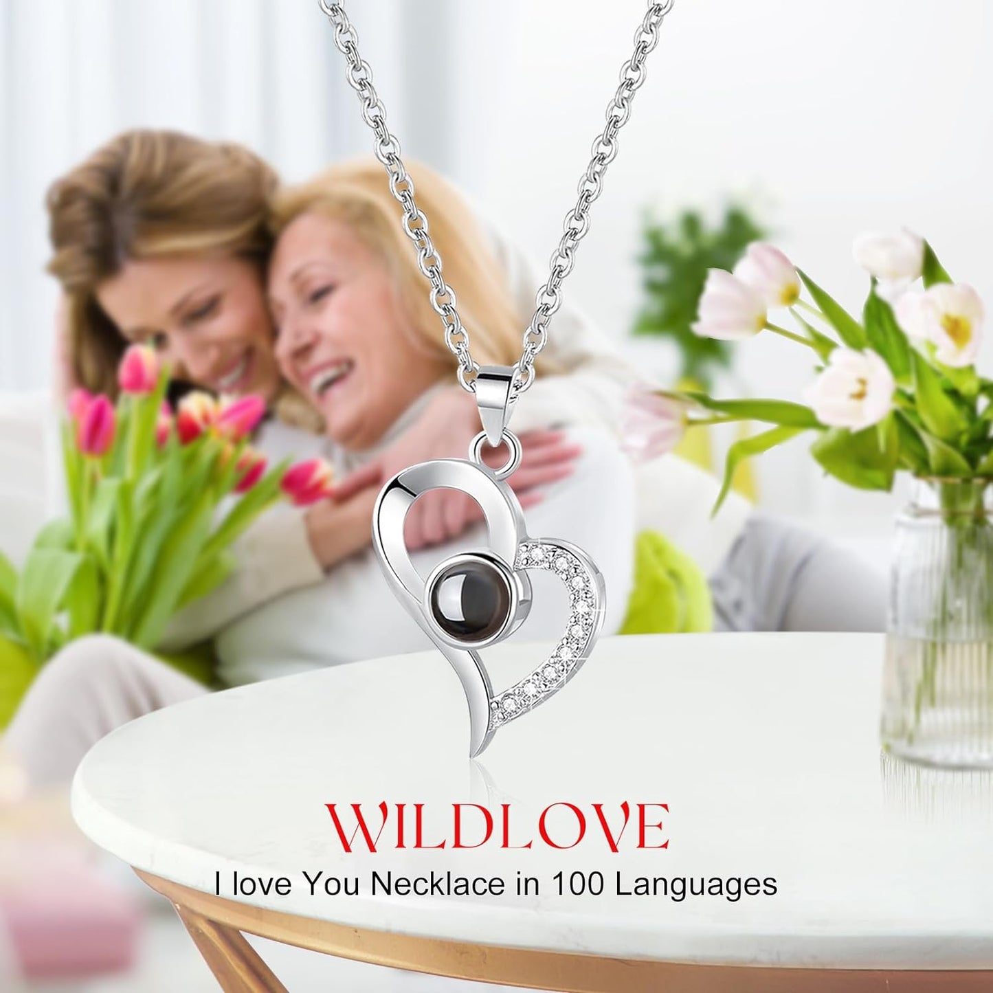 Christmas Gifts for Women, Preserved Real Rose with I Love You Necklace, Forever Flowers Rose Gifts for Women, Mom, Wife and Girlfriend, Birthday Anniversary Romantic Gifts for Her